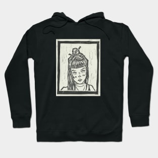 Linocut print girl Hoodie